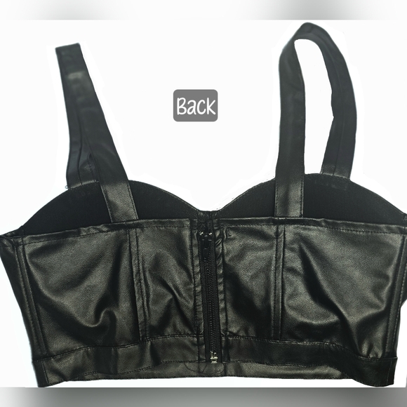 🔵 ☆NWOT☆ Charlotte Russe Faux Leather Zip Up Corset Crop Top Bustier Size Small - Picture 3 of 10
